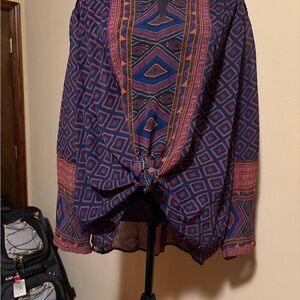 Lucky Brand Multicolor Chevron Blouse